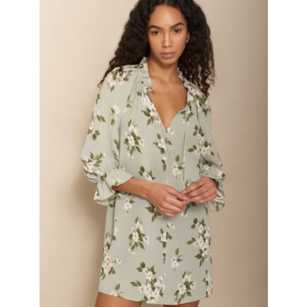 REFORMATION Adrienne Dress in Green Floral - Size L - New